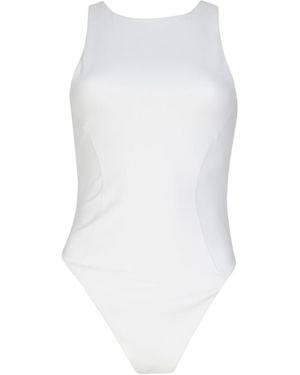 Circular Path Racer Neck Bodysuit - White