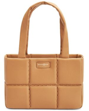 Orange Cube Square Stitch Cushion Tote - White