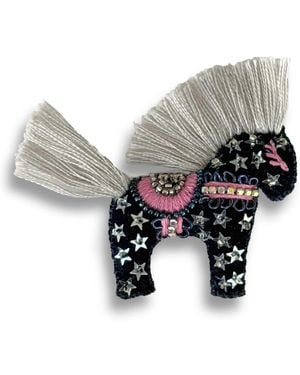 VETKA Handmade Horse Brooch- Moon - Black