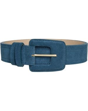 BeltBe Suede Rectangle Buckle Belt - Blue
