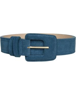 BeltBe Suede Rectangle Buckle Belt - Blue