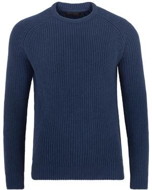 Paul James Knitwear Heavyweight Cotton Fisherman Rib Knit Jumper - Blue