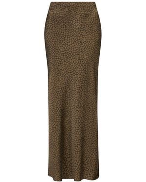 Lily Rou Marina Silk Midi Slip Skirt - Green