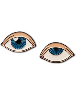 Make Heads Turn Neutrals Enamel Pin Rolling Eyes - Blue