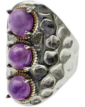 Farra Amethyst Stones Nugget Adjustable Ring - Multicolour