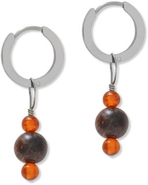 A Weathered Penny Amber & Wood Hoops - White