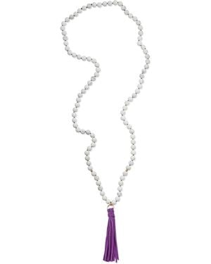 Heather Hawkins Jewelry Talulah Belle Gemstone Beaded Long Necklace With Suede Tassel - Metallic