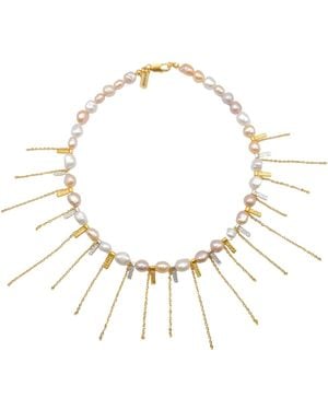 The Bulums The Villa Noailles Signature Mixed Pearl Fringe Necklace - Metallic