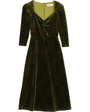 Louche Ambrose Velvet Roar Midi Dress - Green