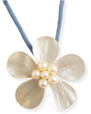 Martina Rozenberg Smira Jewelry Massive Flower Pearl Necklace - White