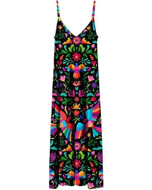 Aloha From Deer Mexican Folk Maxi Dress - Green