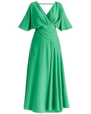 Paisie Flare Sleeves Maxi Wrap Dress - Green