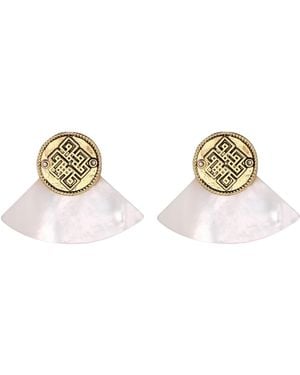 Aurozia Three Charms Venus Bound/ Plated The Endless Love Knot Fan-Shaped Mother-Of-Pearl Earrings - Metallic