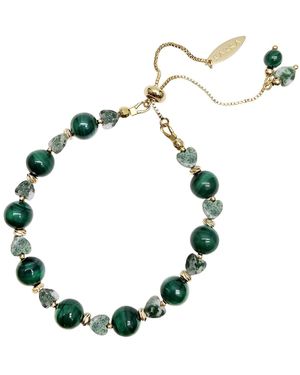 Farra Malachite And Heart Agate Adjustable Bracelet - Green