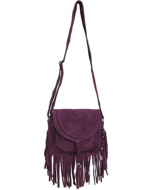 Zasta Studio Banjara Suede Leather Crossbody Bag Fuschia - Purple