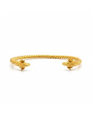 Silver & Elegant Co. Ram's Head Torque Thick Plated Bronze Cuff - Yellow