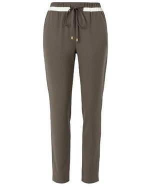 Conquista Long Khaki Trousers With Cream Panel - Grey