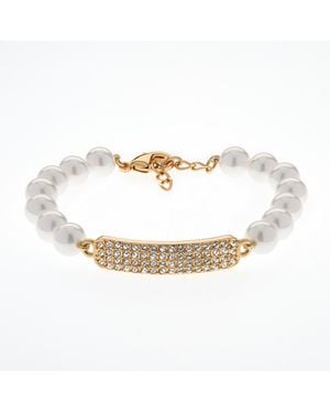 Emma Holland Jewellery Pearl & Crystal Bar Bracelet - Metallic