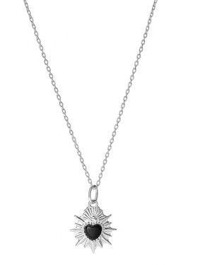 FV Jewellery La Stèle Onyx Heart Necklace - Metallic