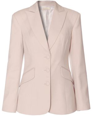 AGGI by HALEWSKI Neutrals Leona Pearl Ivory Single Breasted Blazer - Pink