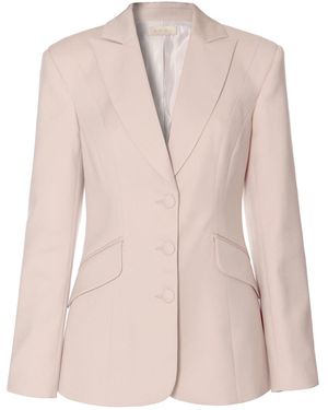 AGGI by HALEWSKI Neutrals Leona Pearl Ivory Single Breasted Blazer - Pink