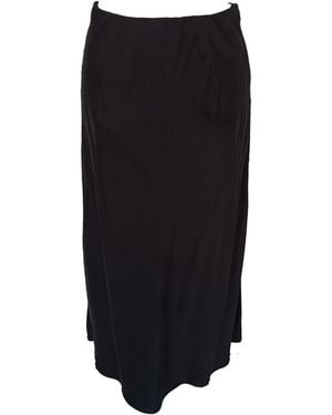 Haris Cotton Satin Viscose Midi Skirt With Elastic Waist And Back Darts - Black