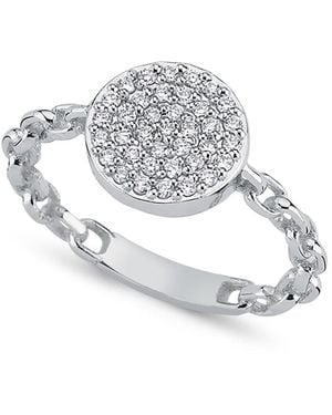 Ecce | Artisan Diamonds 14K Solid Round Pave Diamond Chain Ring - Metallic