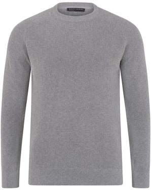 Paul James Knitwear Lightweight Cotton Dylan Fisherman Rib Jumper - Grey
