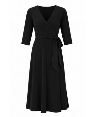 SACHA DRAKE Three Quarter Sleeve Reversible Jersey Wrap Dress - Black