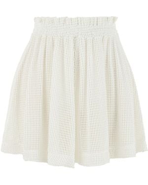 Lilamie Carmen Loose Fit Elastic Waist Beach Shorts - White