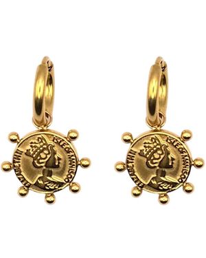 Isolated Jewellery Coin Studded Hoops - Metallic