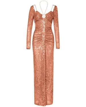 AGGI by HALEWSKI Dianna Apricot Brandy Sequin Cocktail Dress - Orange