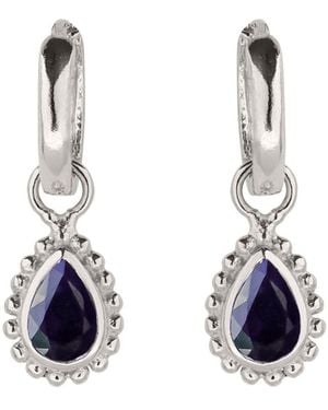 Charlotte's Web Jewellery September Birthstone Sterling Huggie Hoops - Blue