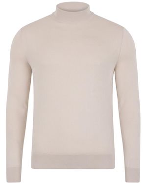 Paul James Knitwear Neutrals Ultra Fine Cotton Mock Turtle Neck Spencer Jumper - Multicolour