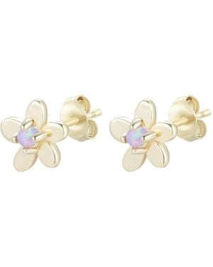 KAMARIA Mini Flower Opal Stud Earrings - Metallic