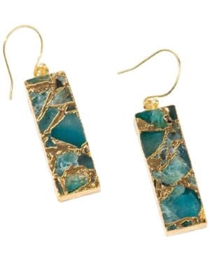 Saachi Gemstone Rectangle Mojave Earrings - Green