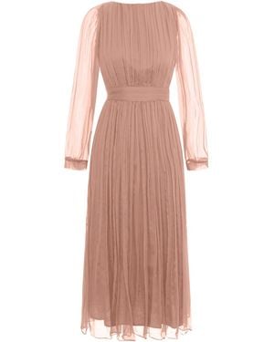 Framboise Helyna Elegant Dusty Silk Midi Dress - Pink