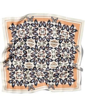 J6R6 Neutrals Mosaic Butterfly Large Square Silk Scarf - Black