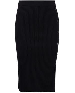 Peraluna Jasmine Midi Ribbed Knit Skirt - Black