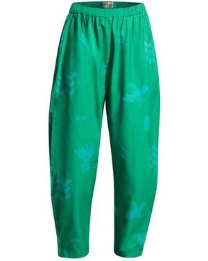 Wild Clouds Organic Cotton & Linen Balloon Trousers - Green