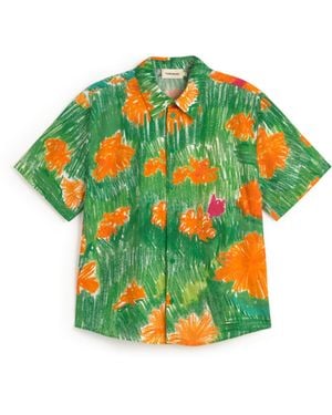 Thinking Mu Crayon Paddy Flower Shirt - Green