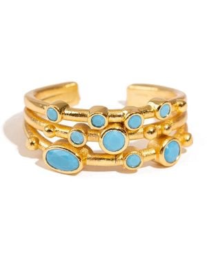 Ebru Jewelry Mystic Waves Adjustable Ring - Metallic