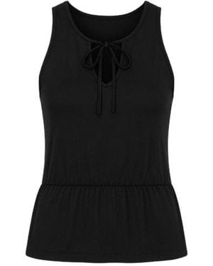 Conquista Sleeveless Tie Top - Black