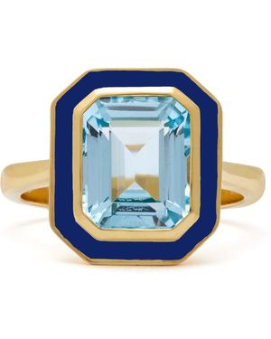 Augustine Jewels Sky Topaz And Enamel Cocktail Ring - Blue