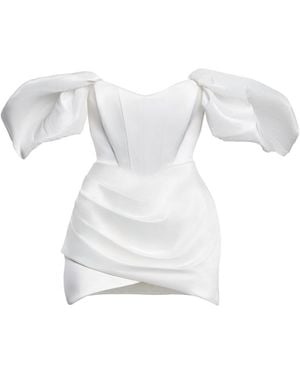 Benedetto Puff-Sleeves Off-Shoulder Mini Dress - White