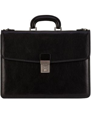 Time Resistance Leather Briefcase - Black