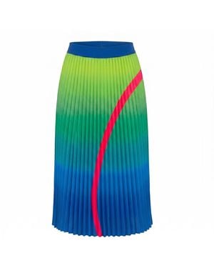 Lalipop Design Ombre Pleated Midi Skirt - Green