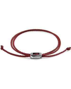 Anchor and Crew Burgundy Edward & Rope Skinny Bracelet - Red