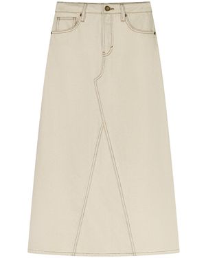 Rave on Trend Neutrals Tan Flared Denim Skirt - Natural