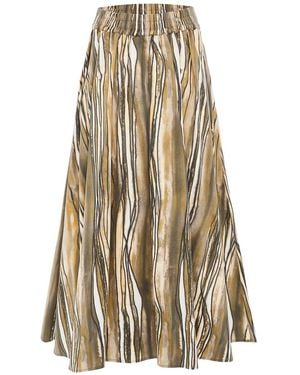 Exquise Regular Striped Pocketed Sloan Skirt - Natural